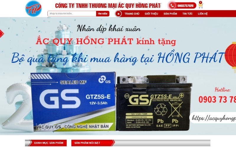 website đại lý ắc quy Hồng Phát