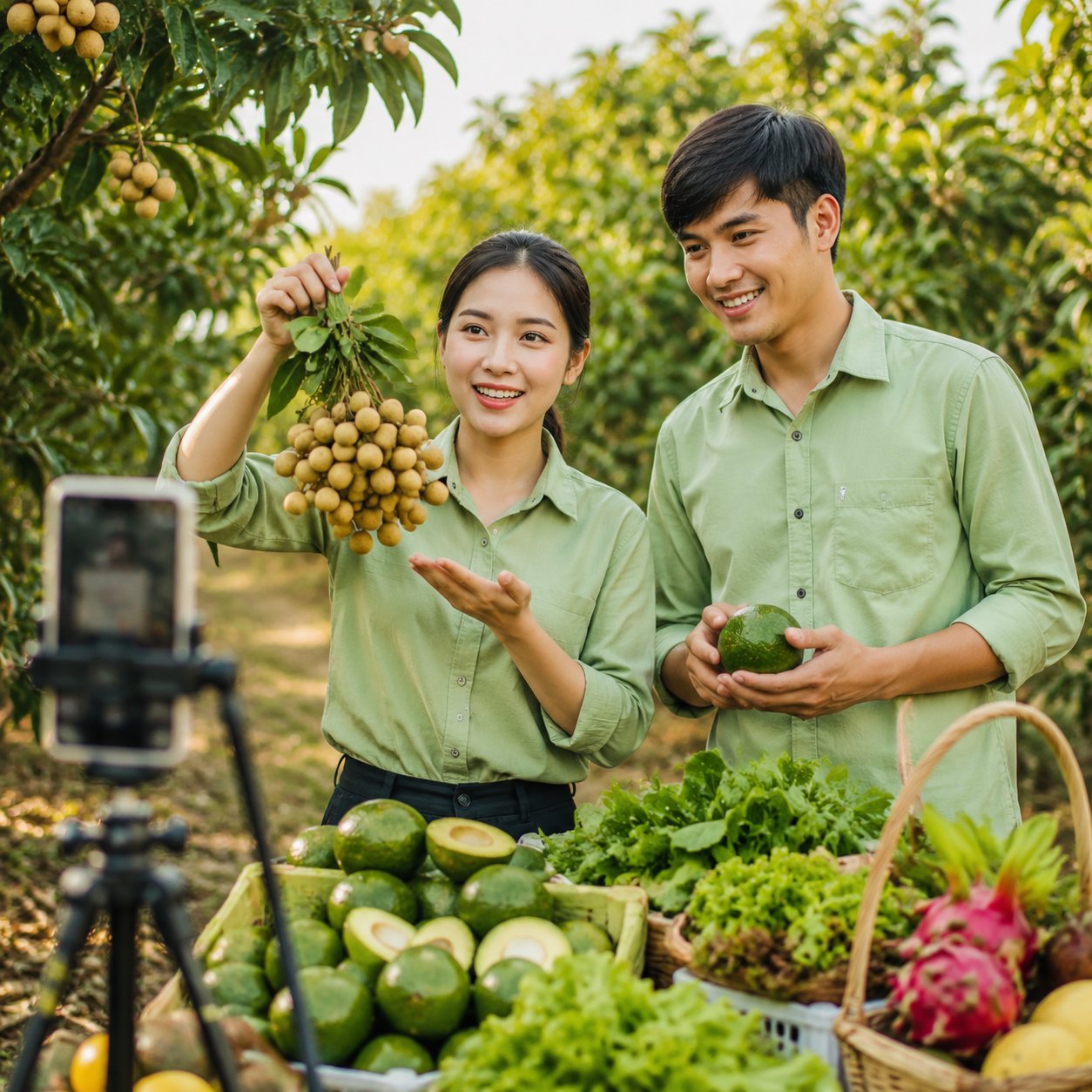 Livestream Bán Nông Sản Chuyên Nghiệp Với Áo Đồng Phục