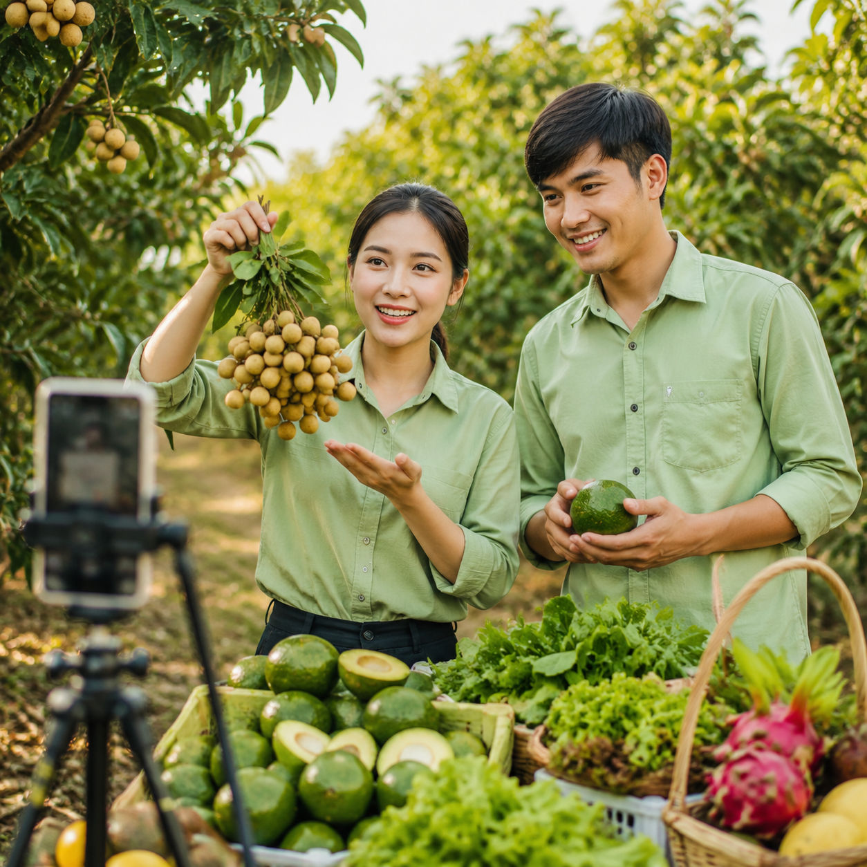 Livestream Bán Nông Sản Chuyên Nghiệp Với Áo Đồng Phục